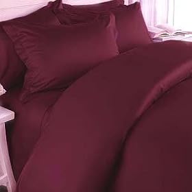 MARRIKAS 300TC Egyptian Cotton TWIN Sheet Set Solid BURGUNDY
