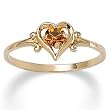 Simulated Birthstone 14k Gold-Plated Heart-Shaped Ring- October- Simulated Rose Zircon