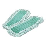 Rubbermaid Q418GN Hygen Microfiber Dust Mop Head, 18" Long, Fringed, Single-Sided, Green, 1 Mop Head