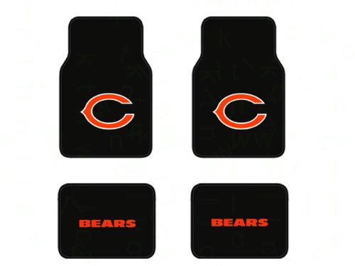 A Set of 4 Universal Fit NFL Plush Carpet Floor Mats - Chicago Bears