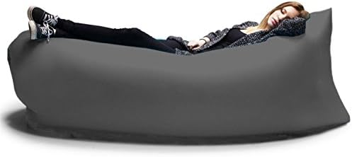 Outdoor Convenient Inflatable Sleep Sofa,Polyester External Internal PVC for Summer Camping Beach ,Portable Beach Couch Lazy Sofa,Black