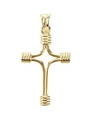 14K Yellow Gold 33.75X23.25 Tubular Cross