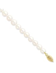 14k Yellow Gold 7in 6-6.5mm White Freshwater Cultured Pearl Necklace.