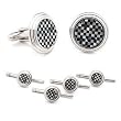 Formal Cufflinks - Onyx and MOP Checker Step Stud Set