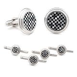 Formal Cufflinks - Onyx and MOP Checker Step Stud Set