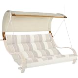 Deluxe Double Swing Canopy - Natural Chambray DuraCord fabric