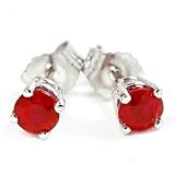 Ruby Stud Earrings, 18 White Gold, CTW 0.70