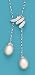 14K White Gold Peach Pearl and Diamond Necklced.04 8mm Prls 16+2 Drops