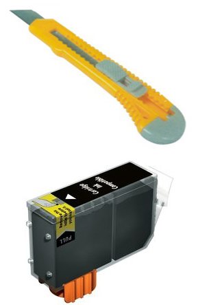 One Black Compatible Ink Cartridge Canon PGI-5 (PGI5B) PGI5 + Cutter for Brother Printers PIXMA iP3300, PIXMA iP3500, PIXMA iP4200