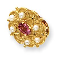 10k Pink Tourmaline and Cultured Pearl Bracelet Slide - 10KL129 by Abacus