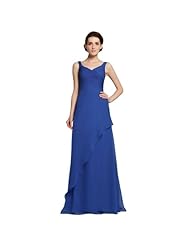 A-line V-neck Full Length Ruched Chiffon/Polyester Sleeveless Empire   Waistline Bridesmaid Dress/Prom Dress/Wedding Party Dress 