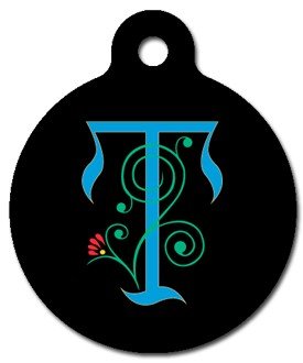 Monogram Letter T Pet ID Tag for Dogs and Cats