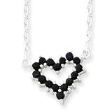 Sterling Silver Genuine Sapphire Heart on 16 Chain Necklace QG989-16