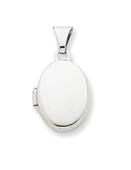 14k White Gold 13mm Oval Plain Assembled Locket