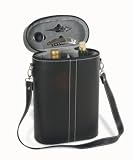 Wine Carrier Case with Corkscrew, Chrome Stopper, Pouring Collar
