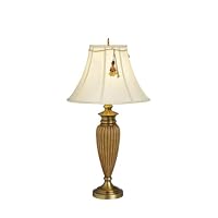 Kichler Lighting 70335 Raya 32-Inch Portable Table Lamp, Antique Brass and Two-Tone Amber with Light Ecru Shade and Golden Amber Beaded Tassel