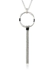 The SAK Organic Circle Tassel Silver Pendant Necklace, 27"