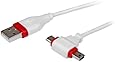 StarTech.com 1m USB to Micro USB and Mini USB Combo Cable, White (USBHAUBMB1MW)