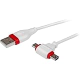 StarTech.com 1m USB to Micro USB and Mini USB Combo Cable, White (USBHAUBMB1MW)