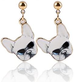 Cute Pug French Bulldog Folk Art Colorful Dangle Earring (1)