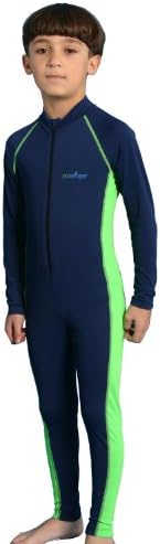 Boys sun protection swimwear stinger suit full body navy lime
