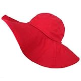 CHERRY RED WIDE BRIM COTTON FLOPPY BEACH SUN HAT