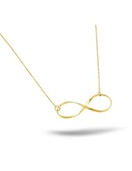 Sterling Silver Gold Plated Large Plain Infinity Necklace 16 Inch Plus 2 Inch Chain