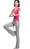 Aolevia Set of Yoga Clothes Rose T-Shirt + Gray Pants + Gray Skirt Good Elastic Perfect For Dance/Fitness/Sport-Size XXL