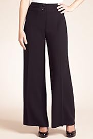 Petite 3 Button Wide Leg Stretch Trousers