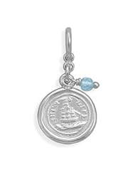 Such is Life Ship and Blue Topaz Charm