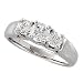 14K White Gold Three 3 Stone Diamond Bridal Anniversary Band Ring