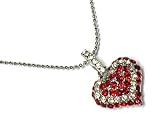 Red Silver Crystal Heart Necklace Fashion Jewelry