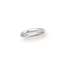Ladies 14k White Gold 3mm Comfort Fit Milgrain Wedding Band Ring, Size 6 by