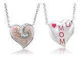 Sterling Silver Love You Mom Heart Diamond Pendant Necklace (HI, I1-I2, 0.08 carat)