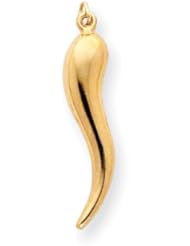 14k Yellow Gold Kids Large Polished Italian Horn Charm
