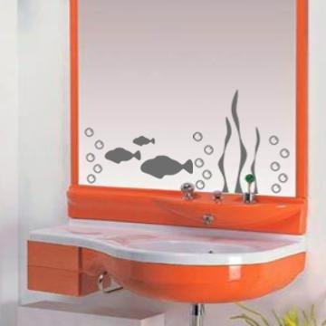 Grey Aquarium Fish Mirror or Wall Decal