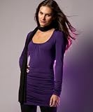 DKNYC Long-Sleeve Scoop-Neck Ruched Top