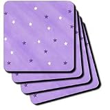 Purple and White Stars for Wedding - Set Of 8 Coasters - Soft