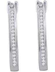 10KT White Gold 0.15 CTW Diamond Micro Pave Hoops