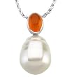 14K White Gold Paspaley South Sea Cultured Pearl and Carnelian Pendant - 12.00mm