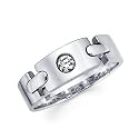 14k White Gold Mens Diamond Solitaire Solitaire Ring Band .16ct (G-H Color, SI2 Clarity)