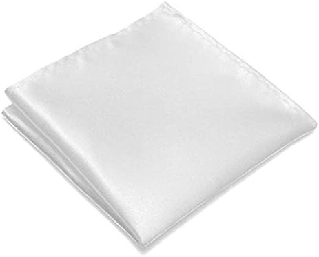 22 Colors Premium Men's Handkerchief 100% Woven Silk Wedding Tuxedo Solid Pocket Square (White)