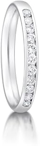 2.5mm Platinum Court Shaped, Medium Weight Diamond Set Wedding Ring - Size K