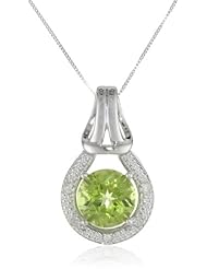 10k Gold Round-Cut Peridot and Diamond Pendant Necklace (0.03 cttw, I Color, I2 Clarity), 18"