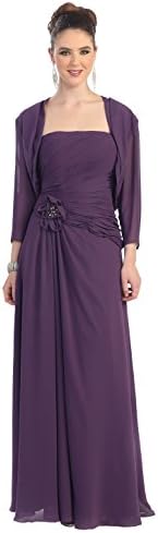 MOB Mother of the Bride Formal Evening Dress #984 (Medium, Eggplant)