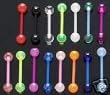 10 Flexible Acrylic Tongue Ring 14g - In Assorted Colors