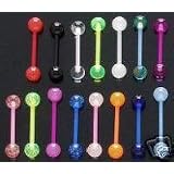 10 Flexible Acrylic Tongue Ring 14g - In Assorted Colors