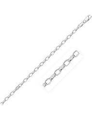 3.2mm 14K White Gold Oval Rolo Bracelet