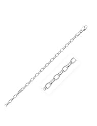 3.2mm 14K White Gold Oval Rolo Bracelet