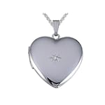 0.04 cttw Large Heart Locket Pendant With Diamond LIFETIME WARRANTY